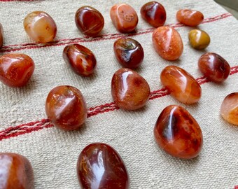 Carnelian, Polished Carnelian Tumbles With Vibrant Color Carnelian, Polished Carnelian Tumbles With Vibrant Color