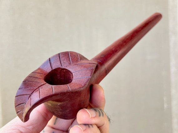 Mapacho Pipe by Peruvian Artist Juan Civis, Traditional Shipibo Pipe, Solid Wood Tobacco Pipe for Shamanic Plant Medicine Ceremony