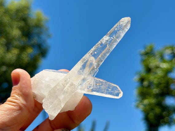 Laser Quartz, X Twin Formation, Masculine-Feminine Balance, 100g, Self-Standing, Diamantina, Minas Gerais, Brazil W735
