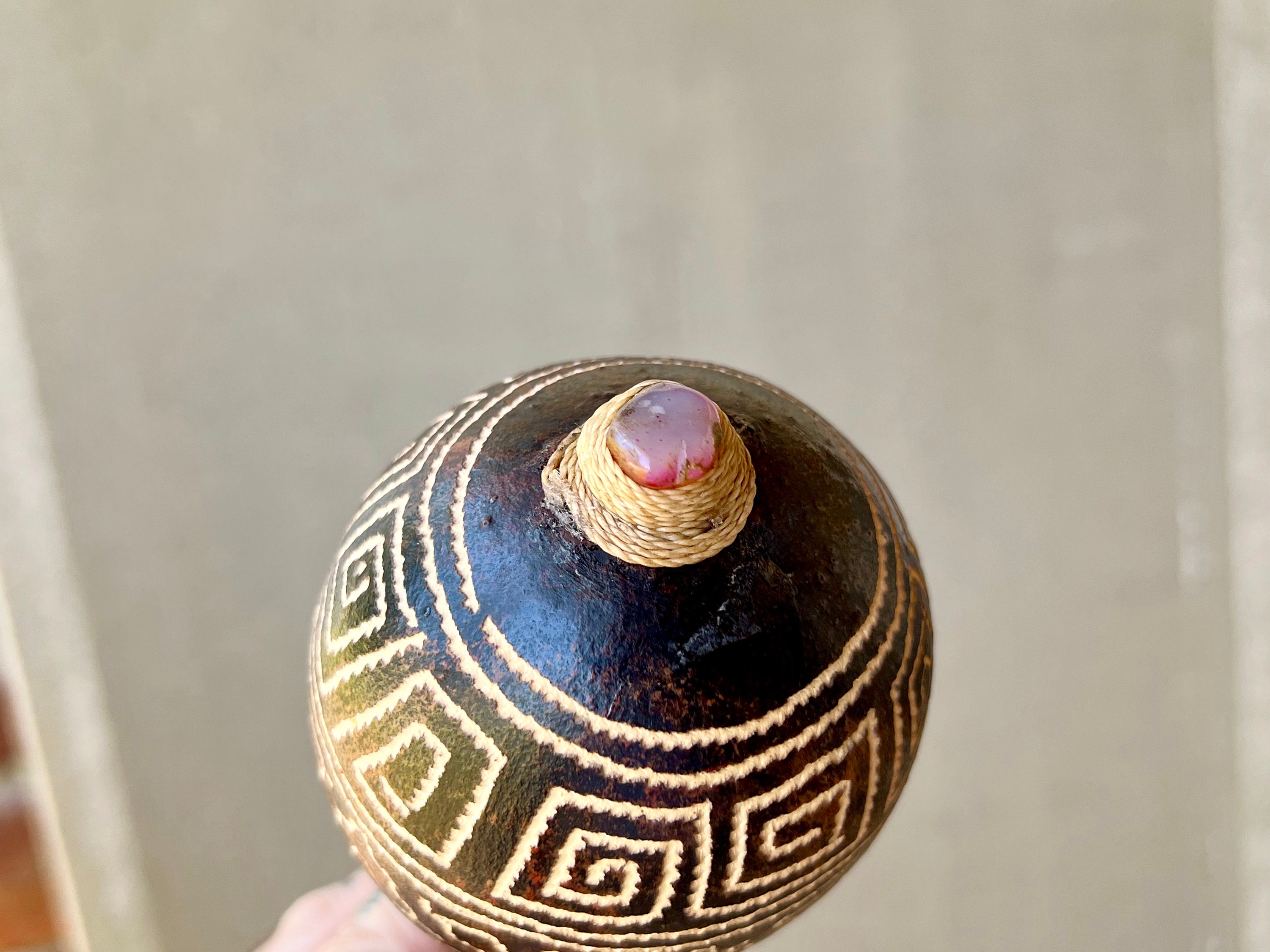 Shaman Rattle, Traditional Large Shipibo Rattle for Shamanic Plant