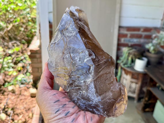 Elestial Smoky Jacare Quartz, Golden Mica, 2 Kilo, Galactic Key Formation, Aracuai, Minas Gerais, Brazil W414