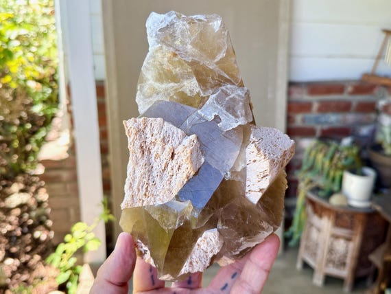 Citrine Cluster with Feldspar, Natural Formation, 2.2 Kilo, Creativity & Manifestation, Aracuai, Minas Gerais, Brazil V027