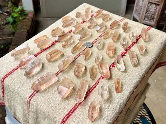 Tangerine Starbrary Quartz Lot, 44 pcs (1 Kilo), Sacral Chakra Crystals with Extraterrestrial Star Markings, Minas Gerais, Brazil WS093