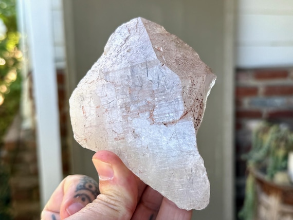 Pink Himalayan Cathedral Quartz, Black Tourmaline Inclusions, 389g, High Altitude Quartz, Himachal Pradesh, India W432