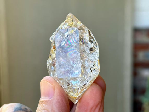Herkimer Diamond, Double Terminated with Rainbows, 57g, New Find, Third Eye Chakra, Universal Life Force, New York T904