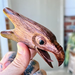 Eagle Kuripe, Traditional Shamanic Applicator Pipe, Hand Carved from Dark Tamarind Wood, Single Block Kuripe