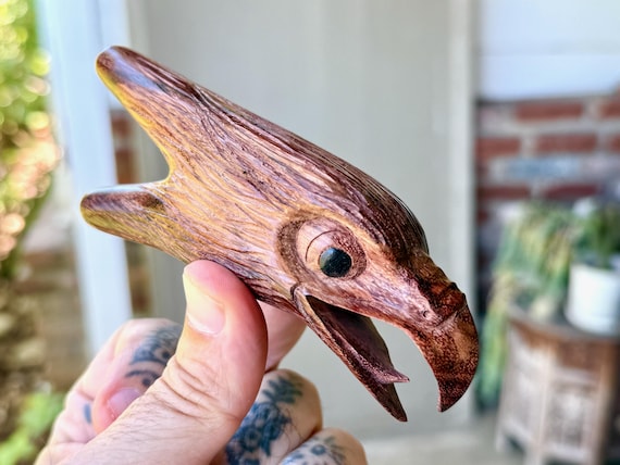 Eagle Kuripe, Traditional Shamanic Applicator Pipe, Hand Carved from Dark Tamarind Wood, Single Block Kuripe