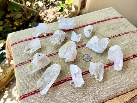 Starbrary Quartz Lot, Tantric Twin & Cluster Formations, 13 pcs (1 Kilo), High-Grade Crystals with Star Markings, Minas Gerais, Brazil WS101
