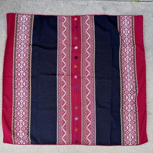 Andean Manta Cloth from Chawaytiri, Peru, 37&quot; x 41,&quot; Large Handwoven Mesa Cloth for Shamanic Plant Medicine Ceremony