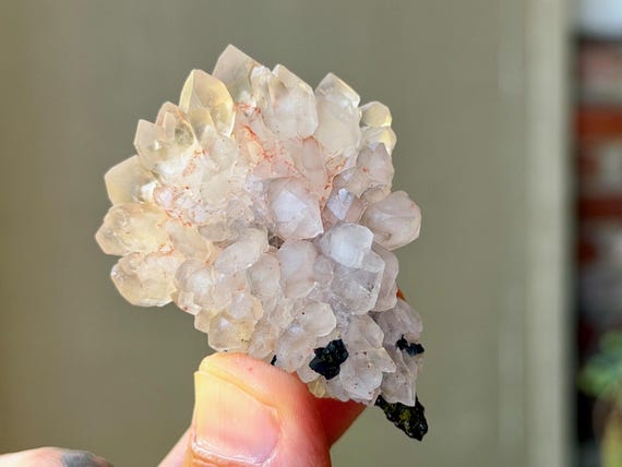 Canga Rose Quartz with Blue Tourmaline, 49g, Natural Crystallized Formation, Taquaral, Minas Gerais, Brazil A757