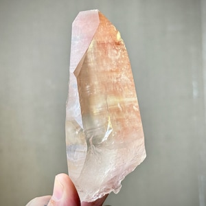 Scarlet Temple Pink Lemurian Quartz with Rainbow & Time Link, 306g, Old Find, Serra do Cabral, Minas Gerais, Brazil X907
