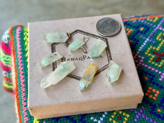Celadonite Phantom Quartz Lot, 6pcs, Old Find, Breathwork, Dreamwork & Empowerment, Madagascar B278