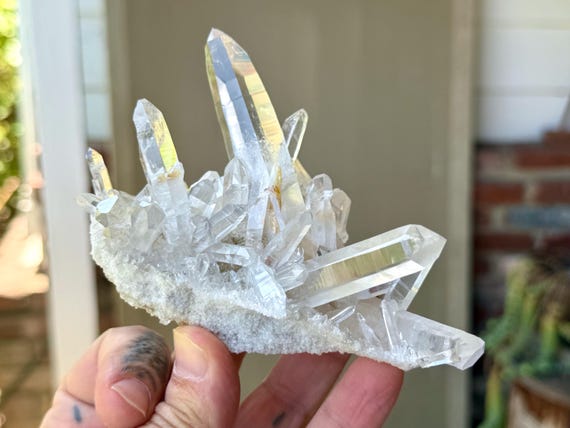 Laser Quartz Cluster, Self-Standing & Water Clear, 243g, New Find, Diamantina, Minas Gerais, Brazil W742