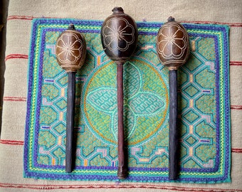 Shipibo Gourd Rattle from the Peruvian Amazon, Traditional Shaman Rattle for Plant Medicine ceremony, Made In Iquitos, Peru