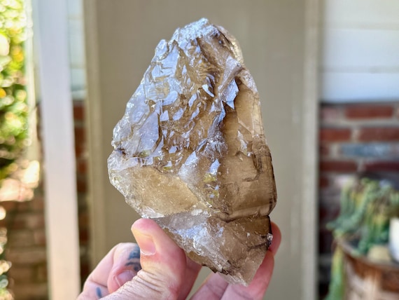 Elestial Smoky Citrine, Jacare Quartz, 869g, New Find, Grounding, Manifestation & Creativity, Aracuai, Minas Gerais, Brazil V317