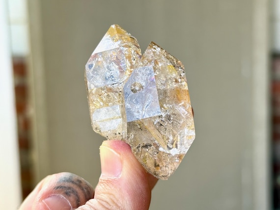 Golden Healer Herkimer Diamond, Tantric Twin, 79g, Double Terminated, Third Eye Chakra, Universal Life Force, New York A330
