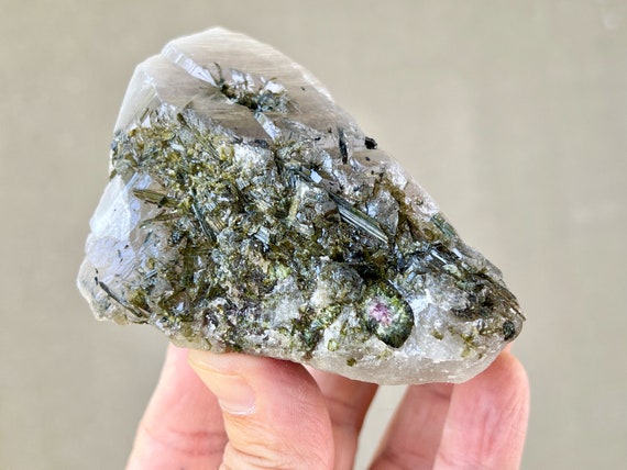 Green Tourmaline Quartz, 439g, New Find, Heart Chakra Crystal, São José do Safira, Minas Gerais, Brazil X230