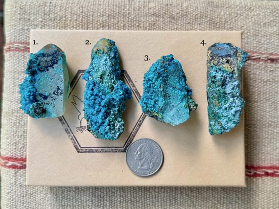 Chrysocolla Quartz, Tentadora Mine, Choose ONE of Four, Throat & Heart Chakra, Huancavelica, Peru T853