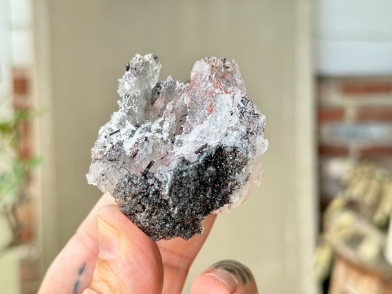 Samadhi Quartz with Black Tourmaline, 116g, New Find, High Altitude Himalayan Quartz, India W180