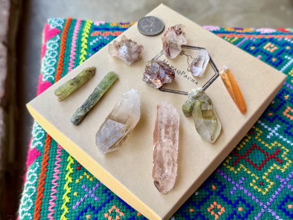Quartz & Mineral Mixed Lot, 10 Pcs, Colombian Dream Quartz, Green Kyanite, Canga Rose Quartz, Ancient Sage, Red Epidote and More B168