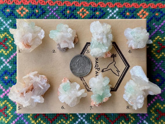 Stillbite with Green Apophyllite, Choose ONE of Eight, Compassion, Heart & Crown Chakra, India A451