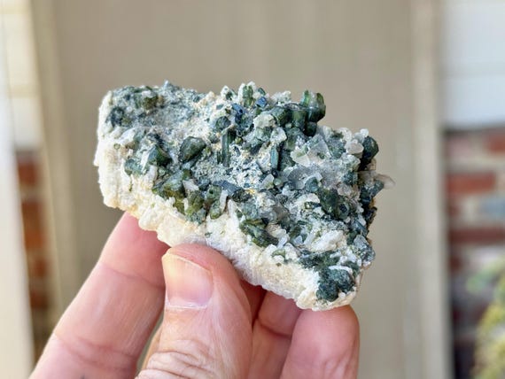 Green Tourmaline in Feldspar from Aricanga Mine, 141g, Heart Chakra Crystal for Self-Awareness & Empowerment, Minas Gerais, Brazil S200