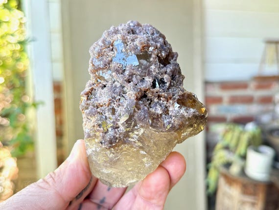 Golden Healer Quartz with Purple Lepidolite Inclusions, 512g, New Find, Minas Gerais, Brazil W592