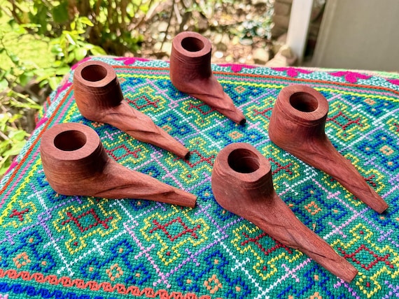 Shaman Pipe, Traditional Hand-Carved Wood Tobacco Pipe for Shamanic Ceremony, Handmade in Pucallpa, Peru
