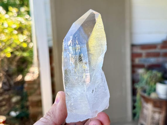 Lemurian Phantom Quartz with Rainbow & Time Link, AAA Water Clear, 413g, Bahia, Brazil W193