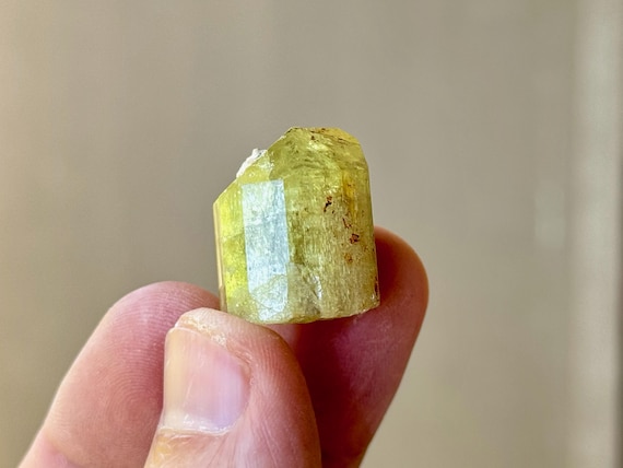 Golden Apatite, Natural and Terminated, 13g, Gem Yellow Apatite, Solar Plexus and Sacral Chakra Crystal, Morocco S567