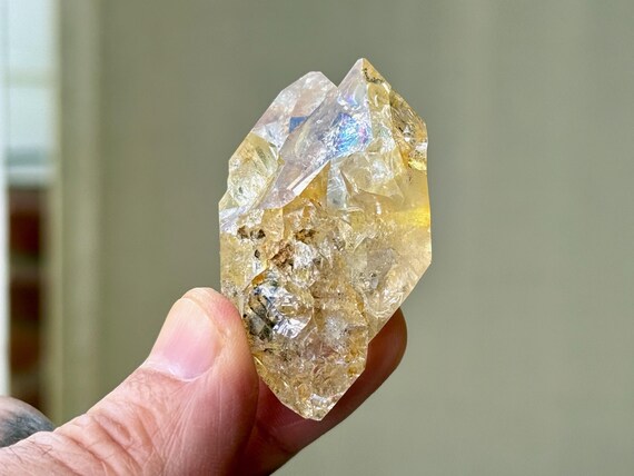 Golden Healer Herkimer Diamond, Double Terminated with Rainbows, 39g, Third Eye Chakra, Universal Life Force, New York A430