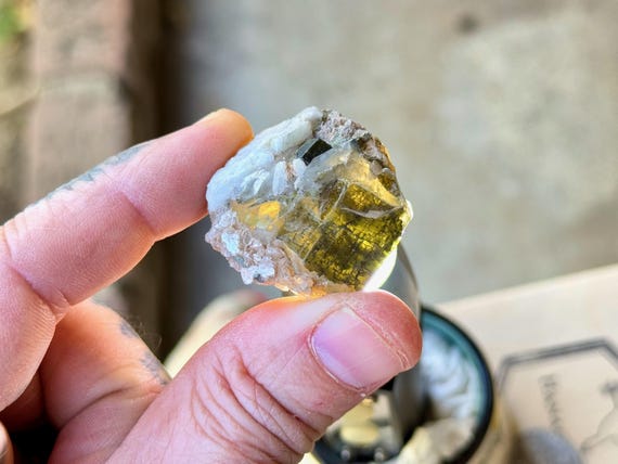 Green Tourmaline with Lepidolite Inclusions from Aricanga Mine, 36g, Rare Find, Minas Gerais, Brazil S016