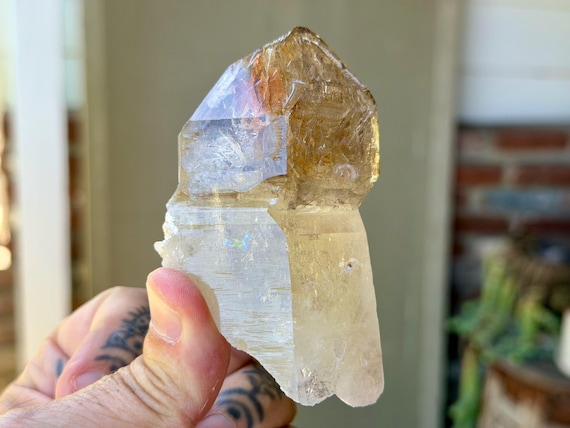 Elestial Citrine, Hematite Inclusion, 173g, Manifestation & Creativity, Aracuai, Minas Gerais, Brazil X810