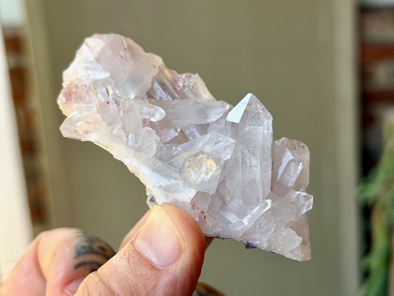 Pink Lemurian Quartz Cluster, Self-Standing, 58g, Old Find, Crown Chakra, Santander, Colombia B124