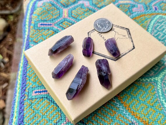 Tutu Amethyst Lot, 6 pcs, New Find, Crown & Third Eye Chakra Crystals, Spiritual Purification, Nigeria S831