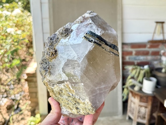 Smoky Quartz with Purple Lepidolite, Dark Blue Tourmaline and Golden Mica, 4.8 Kilo, New Find, Minas Gerais, Brazil W532