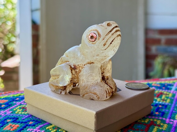 Quartz Frog Totem, Hand Carved Crystal Toad, Shamanic Power Animal, Handmade in Sacred Valley, Peru