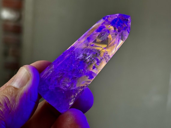 Powellite Phantom Amethyst Quartz, UV Reactive & Self-Standing, 44g, New Find, Mental Clarity and Creativity, Bahia, Brazil T393