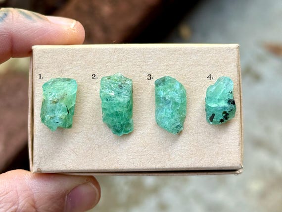 Emerald, Natural Raw Gem Emerald, Choose ONE of Four, Abundance & Heart Healing, Tanzania A098
