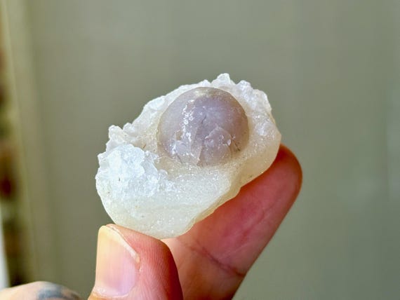 Botryoidal Purple Fluorite with Quartz & Chalcedony, 30g, Natural Formation, Self-Standing, India T181