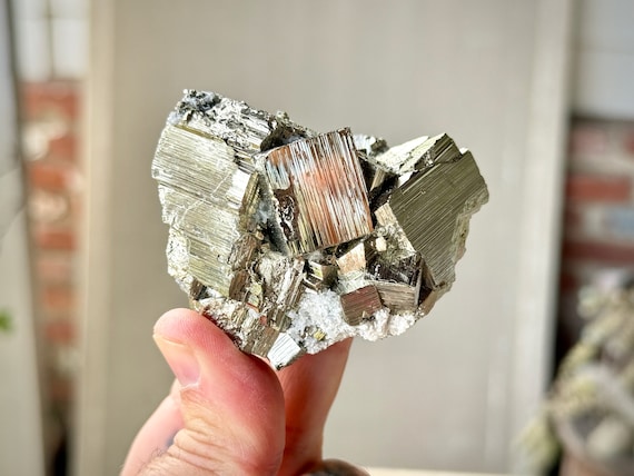 Pyrite Crystal from Huanzala Mine, 359g, New Find, Natural Cubic Formation, Highest Quality, Protection and Manifestation, Peru X967