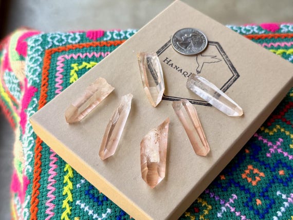 Tangerose Lemurian Quartz Lot, 6 pcs, New Find, Sacral Chakra, Minas Gerais, Brazil B327