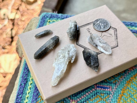 Black Tourmaline Quartz Lot, 6 pcs, Root Chakra, Grounding Crystals, Diamantina, Minas Gerais, Brazil T283