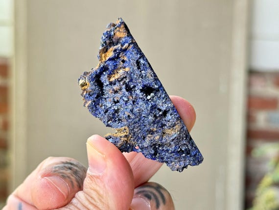 Azurite Crystal Slice, 49g, Natural Vibrant Blue Azurite Cross Section, Third Eye Chakra, Integrated Healing, Morocco R841