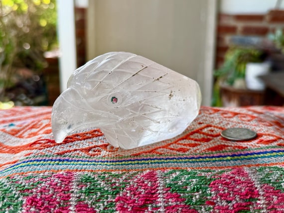 Andean Crystal Eagle, Shamanic Eagle Totem, Hand Carved from Native Quartz in Peru's Sacred Valley