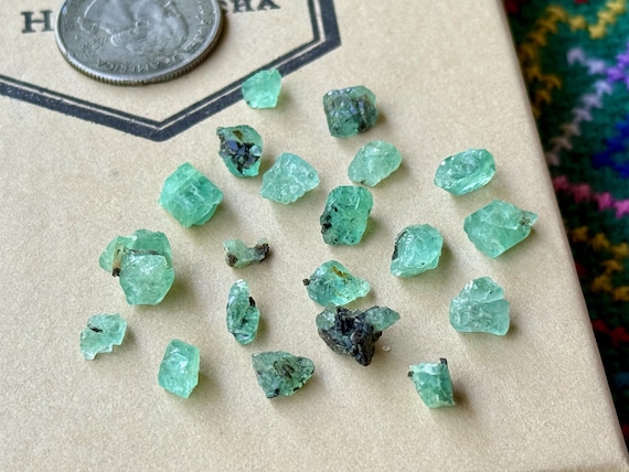Emerald Lot, 20 pcs, Natural Raw Gem Emeralds, Empowerment, Abundance & Heart Healing, Tanzania A586
