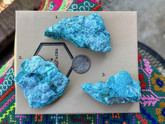 Chrysocolla & Malachite, Natural and Unpolished, Choose ONE of Three, Throat Chakra, DRC, Africa A193