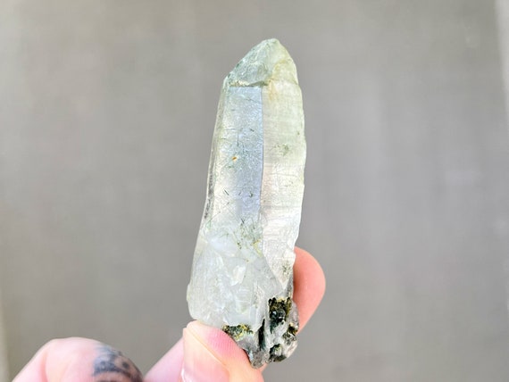 Green Chlorite Quartz with Rare Actinolite Needle Inclusions, New Find, Highest Quality, Heart Healer, Northern Pakistan L387