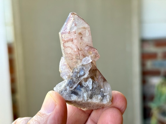 Harlequin Quartz, Red & Black Hematite Inclusions, Self-Standing, 54g, Diamantina, Minas Gerais, Brazil A030
