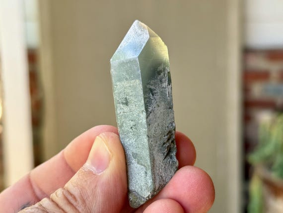 Green Chlorite Phantom Quartz, 42g, Old Find, Heart Chakra & Purification, Skardu, Pakistan A635